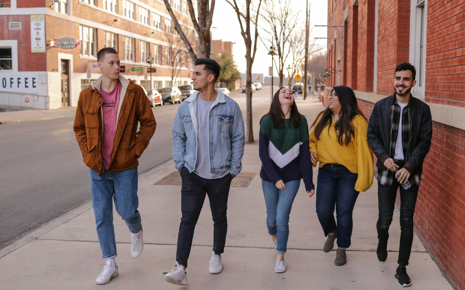 High school students walking