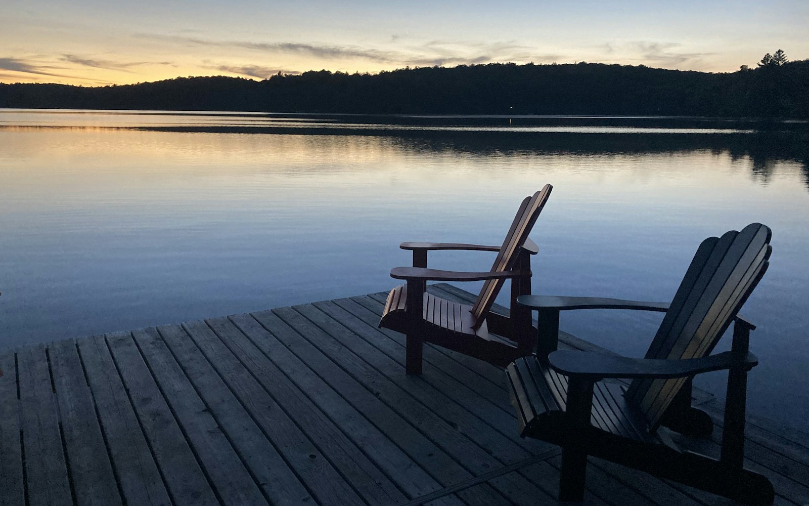 Lake dock sunset