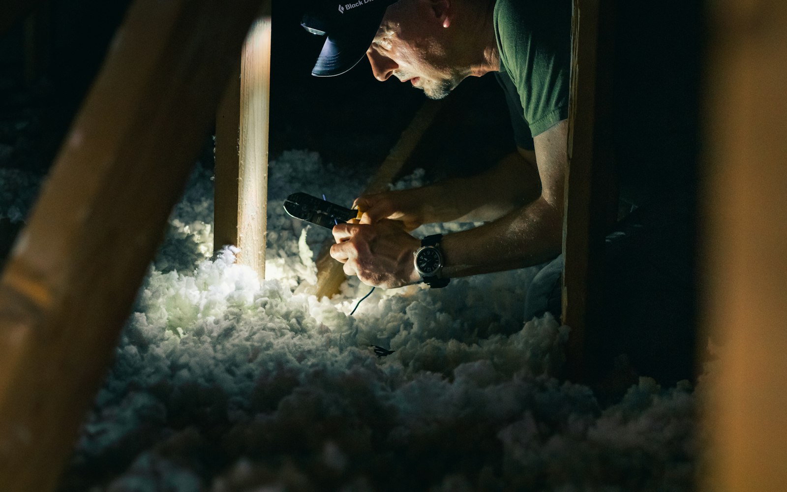 Home inspector flashlight attic